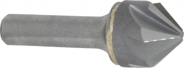 Made in USA - 1" Head Diam, 1/2" Shank Diam, 6 Flute 90° Solid Carbide Countersink - USA Tool & Supply