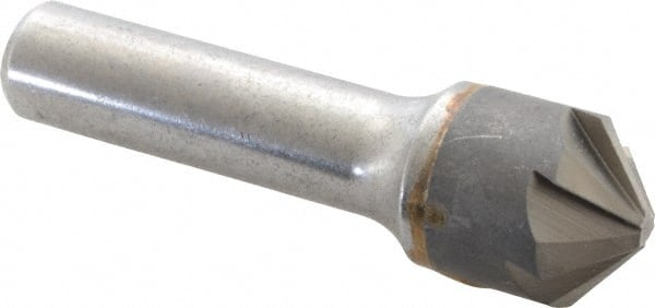 Made in USA - 3/4" Head Diam, 1/2" Shank Diam, 6 Flute 100° Solid Carbide Countersink - USA Tool & Supply