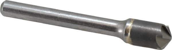 Made in USA - 3/8" Head Diam, 1/4" Shank Diam, 6 Flute 120° Solid Carbide Countersink - Bright Finish, 2-1/2" OAL, 0.062" Nose Diam, Single End, Straight Shank, Right Hand Cut - USA Tool & Supply