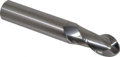 Accupro - 1" Diam, 2" LOC, 2 Flute Solid Carbide Ball End Mill - Uncoated, Single End, 6" OAL, 1" Shank Diam, Spiral Flute - USA Tool & Supply