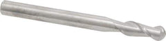 Accupro - 3/8" Diam, 1" LOC, 2 Flute Solid Carbide Ball End Mill - Uncoated, Single End, 4" OAL, 3/8" Shank Diam, Spiral Flute - USA Tool & Supply