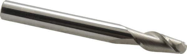 Accupro - 7/16" Diam, 1" LOC, 2 Flute Solid Carbide Ball End Mill - Uncoated, Single End, 4" OAL, 7/16" Shank Diam, Spiral Flute - USA Tool & Supply