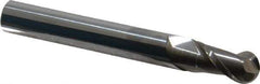 Accupro - 1/2" Diam, 1" LOC, 2 Flute Solid Carbide Ball End Mill - Uncoated, Single End, 4" OAL, 1/2" Shank Diam, Spiral Flute - USA Tool & Supply