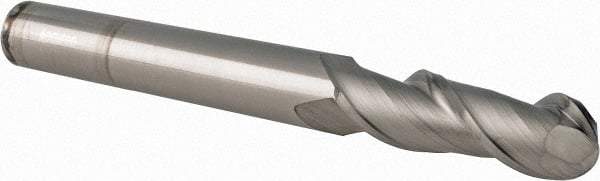 Accupro - 5/8" Diam, 2" LOC, 2 Flute Solid Carbide Ball End Mill - Uncoated, Single End, 6" OAL, 5/8" Shank Diam, Spiral Flute - USA Tool & Supply