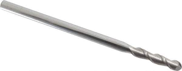 Accupro - 5/16" Diam, 1-1/2" LOC, 2 Flute Solid Carbide Ball End Mill - Uncoated, Single End, 6" OAL, 5/16" Shank Diam, Spiral Flute - USA Tool & Supply