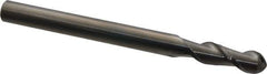 Accupro - 1/2" Diam, 1-1/2" LOC, 2 Flute Solid Carbide Ball End Mill - Uncoated, Single End, 6" OAL, 1/2" Shank Diam, Spiral Flute - USA Tool & Supply