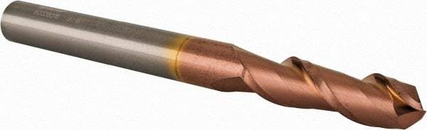 Accupro - 9/16" Diam, 2" LOC, 2 Flute Solid Carbide Ball End Mill - TiCN Finish, Single End, 6" OAL, 9/16" Shank Diam, Spiral Flute - USA Tool & Supply