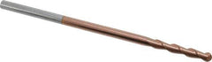 Accupro - 1/4" Diam, 1-1/2" LOC, 2 Flute Solid Carbide Ball End Mill - TiCN Finish, Single End, 6" OAL, 1/4" Shank Diam, Spiral Flute - USA Tool & Supply