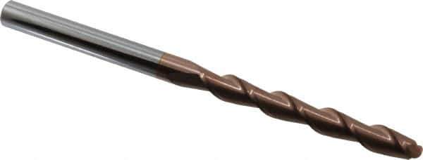 Accupro - 3/8" Diam, 3" LOC, 2 Flute Solid Carbide Ball End Mill - TiCN Finish, Single End, 6" OAL, 3/8" Shank Diam, Spiral Flute - USA Tool & Supply