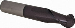 Accupro - 1" Diam, 2" LOC, 2 Flute Solid Carbide Ball End Mill - AlTiN Finish, Single End, 6" OAL, 1" Shank Diam, Spiral Flute - USA Tool & Supply