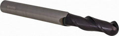 Accupro - 5/8" Diam, 2" LOC, 2 Flute Solid Carbide Ball End Mill - AlTiN Finish, Single End, 6" OAL, 5/8" Shank Diam, Spiral Flute - USA Tool & Supply