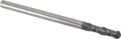 Accupro - 3/8" Diam, 1-1/2" LOC, 2 Flute Solid Carbide Ball End Mill - AlTiN Finish, Single End, 6" OAL, 3/8" Shank Diam, Spiral Flute - USA Tool & Supply