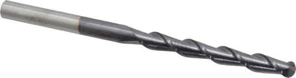 Accupro - 3/8" Diam, 3" LOC, 2 Flute Solid Carbide Ball End Mill - AlTiN Finish, Single End, 6" OAL, 3/8" Shank Diam, Spiral Flute - USA Tool & Supply