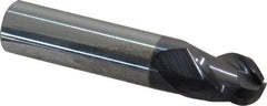Accupro - 1/2" Diam, 5/8" LOC, 3 Flute Solid Carbide Ball End Mill - AlTiN Finish, Single End, 2-1/2" OAL, 1/2" Shank Diam, Spiral Flute - USA Tool & Supply