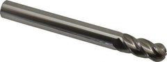 Accupro - 7/16" Diam, 1" LOC, 4 Flute Solid Carbide Ball End Mill - Uncoated, Single End, 4" OAL, 7/16" Shank Diam, Spiral Flute - USA Tool & Supply
