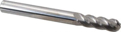 Accupro - 5/8" Diam, 2" LOC, 4 Flute Solid Carbide Ball End Mill - Uncoated, Single End, 6" OAL, 5/8" Shank Diam, Spiral Flute - USA Tool & Supply