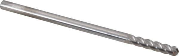 Accupro - 5/16" Diam, 1-1/2" LOC, 4 Flute Solid Carbide Ball End Mill - Uncoated, Single End, 6" OAL, 5/16" Shank Diam, Spiral Flute - USA Tool & Supply