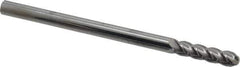 Accupro - 3/8" Diam, 1-1/2" LOC, 4 Flute Solid Carbide Ball End Mill - Uncoated, Single End, 6" OAL, 3/8" Shank Diam, Spiral Flute - USA Tool & Supply