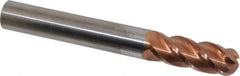 Accupro - 3/4" Diam, 2" LOC, 4 Flute Solid Carbide Ball End Mill - TiCN Finish, Single End, 6" OAL, 3/4" Shank Diam, Spiral Flute - USA Tool & Supply