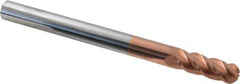 Accupro - 1/2" Diam, 1-1/2" LOC, 4 Flute Solid Carbide Ball End Mill - TiCN Finish, Single End, 6" OAL, 1/2" Shank Diam, Spiral Flute - USA Tool & Supply