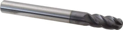 Accupro - 7/16" Diam, 1" LOC, 4 Flute Solid Carbide Ball End Mill - AlTiN Finish, Single End, 4" OAL, 7/16" Shank Diam, Spiral Flute - USA Tool & Supply