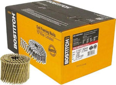 Stanley Bostitch - 11 Gauge 0.12" Shank Diam 3-1/4" Long Framing Nails for Power Nailers - Steel, Galvanized Finish, Screw Shank, Coil Wire Collation, Round Head, Diamond Point - USA Tool & Supply