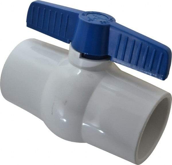 NIBCO - 3" Pipe, Standard Port, PVC Miniature Ball Valve - 1 Piece, Inline - One Way Flow, Solvent x Solvent Ends, Tee Handle, 150 WOG - USA Tool & Supply