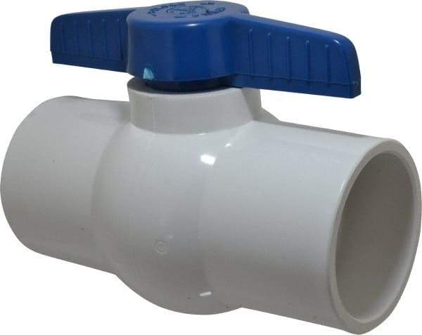 NIBCO - 4" Pipe, Standard Port, PVC Miniature Ball Valve - 1 Piece, Inline - One Way Flow, Solvent x Solvent Ends, Tee Handle, 150 WOG - USA Tool & Supply