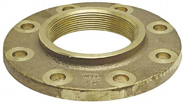 NIBCO - 4" Pipe, 9" OD, Cast Copper Threaded Companion Pipe Flange - 150 psi, F End Connection, 7-1/2" Across Bolt Hole Centers - USA Tool & Supply