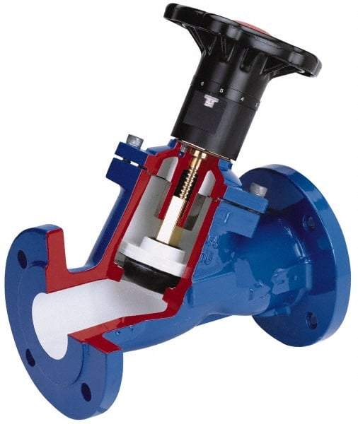 NIBCO - 4" Pipe, Flanged End Connections, Y Pattern Calibrated Balance Valve - 350mm Long, 310mm High, 175 Max psi, Iron Body - USA Tool & Supply
