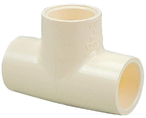 NIBCO - 1 x 1/2 x 1/2" CPVC Plastic Pipe Tee - Slip x Slip x Slip End Connections - USA Tool & Supply