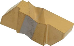 Tool-Flo - 4250FLG Grade GP50, 1/4" Cutting Width Carbide Grooving Insert - 6.35mm Max Depth of Cut, Right Hand, 0.02 to 0.025" Corner Radius, TiN Finish - USA Tool & Supply