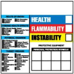 NMC - "Health - Flammability - Instability", 6" Long x 6" Wide, Pressure-Sensitive Vinyl Safety Sign - Square, 0.004" Thick, Use for Hazardous Materials - USA Tool & Supply