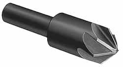 Made in USA - 1/2" Head Diam, 3/8" Shank Diam, 6 Flute 82° High Speed Steel Countersink - USA Tool & Supply