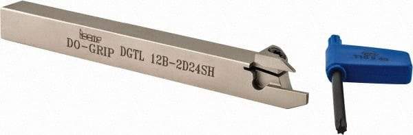 Iscar - External Thread, 0.4724" Max Depth of Cut, 1.9mm Min Groove Width, 120mm OAL, Left Hand Indexable Grooving Cutoff Toolholder - 12mm Shank Height x 12mm Shank Width, DG.. Insert Style, DGT Toolholder Style, Series Do-Grip - USA Tool & Supply