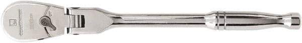 GearWrench - 1/4" Drive Pear Head Ratchet - Full Polish Chrome Finish, 6" OAL, 60 Gear Teeth, Full Polished Handle, Flex Head - USA Tool & Supply