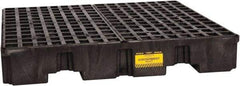 Eagle - 66 Gal Sump, 8,000 Lb Capacity, 4 Drum, Polyethylene Spill Deck or Pallet - 51-1/2" Long x 51-1/2" Wide x 8" High, Black, Liftable Fork, Drain Included, Vertical, 2 x 2 Drum Configuration - USA Tool & Supply