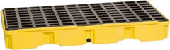 Eagle - 30 Gal Sump, 5,000 Lb Capacity, 2 Drum, Polyethylene Spill Deck or Pallet - 51-1/2" Long x 26-1/4" Wide x 6-1/2" High, Yellow, Drain Included, Low Profile, Vertical, Inline Drum Configuration - USA Tool & Supply