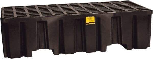 Eagle - 66 Gal Sump, 4,000 Lb Capacity, 2 Drum, Polyethylene Spill Deck or Pallet - 51" Long x 26-1/4" Wide x 13-3/4" High, Black, Liftable Fork, Vertical, 2 x 2 Drum Configuration - USA Tool & Supply
