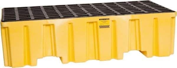 Eagle - 66 Gal Sump, 4,000 Lb Capacity, 2 Drum, Polyethylene Spill Deck or Pallet - 51" Long x 26-1/4" Wide x 13-3/4" High, Yellow, Liftable Fork, Vertical, 2 x 2 Drum Configuration - USA Tool & Supply