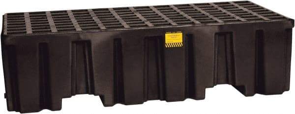 Eagle - 66 Gal Sump, 4,000 Lb Capacity, 2 Drum, Polyethylene Spill Deck or Pallet - 51" Long x 26-1/4" Wide x 13-3/4" High, Black, Liftable Fork, Drain Included, Vertical, 2 x 2 Drum Configuration - USA Tool & Supply