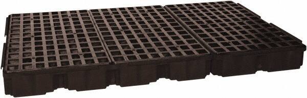 Eagle - 88 Gal Sump, 8,000 Lb Capacity, 6 Drum, Polyethylene Platform - 78.25" Long x 51-1/2" Wide x 6-1/2" High, Black, Drain Included, Low Profile, Vertical, 2 x 3 Drum Configuration - USA Tool & Supply