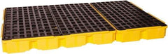 Eagle - 88 Gal Sump, 8,000 Lb Capacity, 6 Drum, Polyethylene Platform - 78.25" Long x 51-1/2" Wide x 6-1/2" High, Yellow, Drain Included, Low Profile, Vertical, 2 x 3 Drum Configuration - USA Tool & Supply