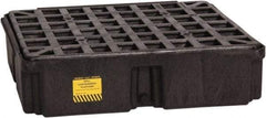 Eagle - 12 Gal Sump, 2,000 Lb Capacity, 1 Drum, Polyethylene Spill Deck or Pallet - 26-1/4" Long x 26" Wide x 6-1/2" High, Black, Drain Included, Low Profile, Vertical, Inline Drum Configuration - USA Tool & Supply