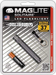 Mag-Lite - Clear LED Bulb, 47 Lumens, Mini Flashlight - Gray Aluminum Body, 1 AAA Alkaline Battery Included - USA Tool & Supply