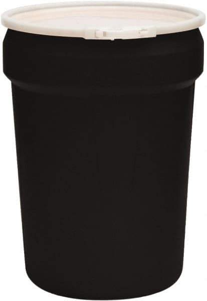Eagle - 30 Gallon Black Tapered Cylinder Polyethylene Open Head Drum - 28-1/2" High x 21" Diam - USA Tool & Supply