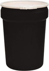 Eagle - 30 Gallon Black Tapered Cylinder Polyethylene Open Head Drum - 28-1/2" High x 21" Diam - USA Tool & Supply
