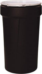 Eagle - 55 Gallon Black Tapered Cylinder Polyethylene Open Head Drum - 39-1/8" High x 23-3/4" Diam - USA Tool & Supply