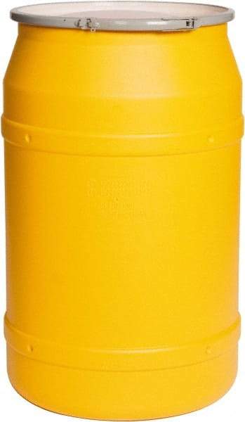 Eagle - 55 Gallon Yellow Cylindrical Polyethylene Open Head Drum - 36-3/8" High x 23" Diam - USA Tool & Supply