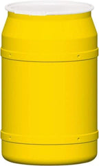 Eagle - 55 Gallon Yellow Cylindrical Polyethylene Open Head Drum - 36-3/8" High x 23" Diam - USA Tool & Supply